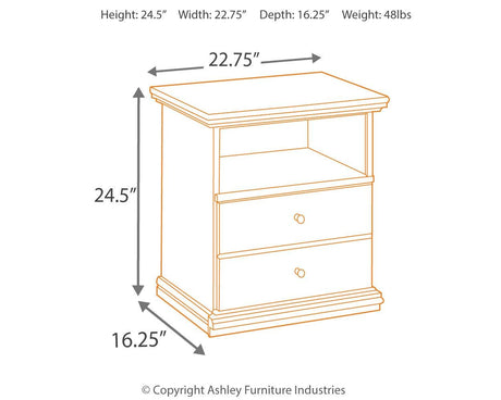 Maribel Black Nightstand dimension diagram