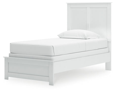 Bostwick Shoals White Twin Panel Bed headboard close-up
