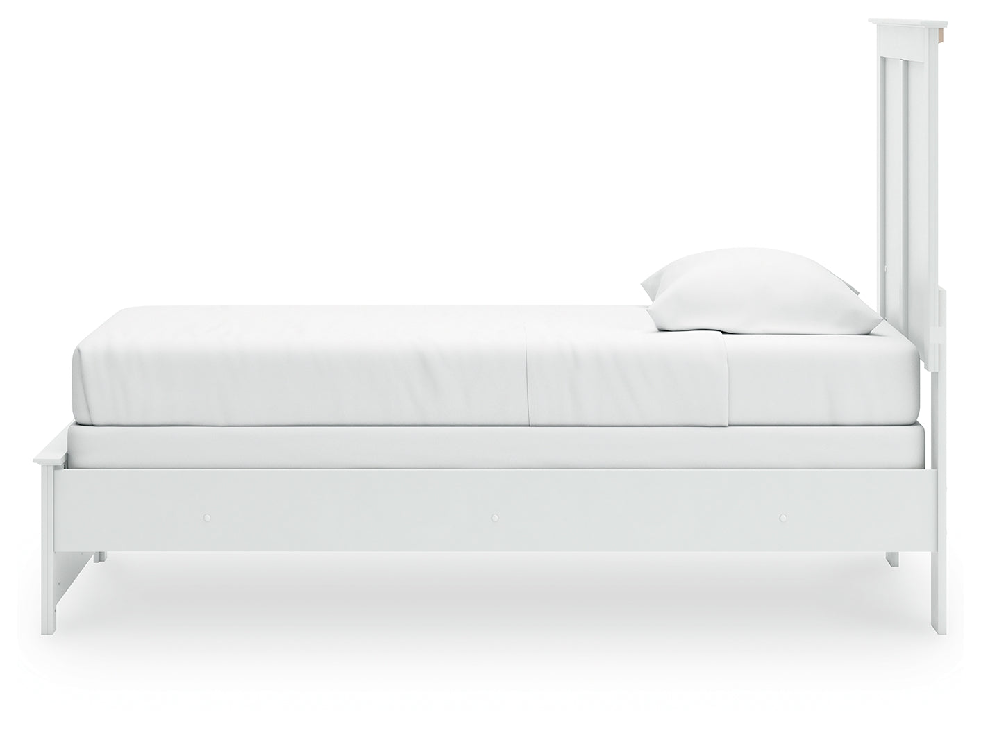Bostwick Shoals White Twin Panel Bed angled side profile