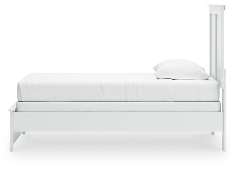 Bostwick Shoals White Twin Panel Bed angled side profile