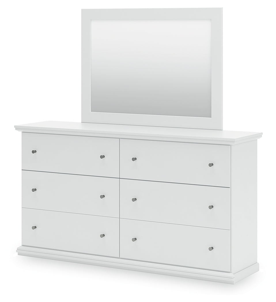 Bostwick Shoals White Dresser and Mirror open drawer detail