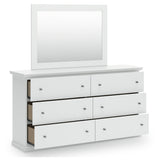 Bostwick Shoals White Dresser and Mirror head-on view