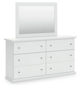 Bostwick Shoals White Dresser and Mirror side angle view