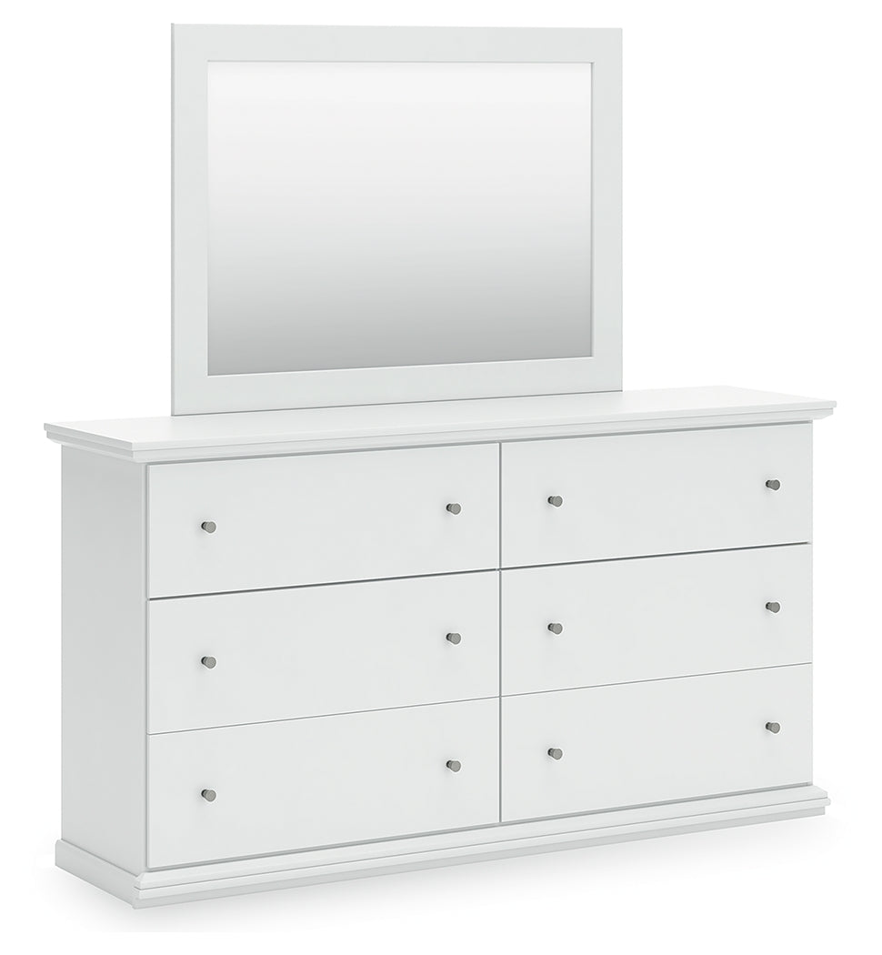 Bostwick Shoals White Dresser and Mirror side angle view