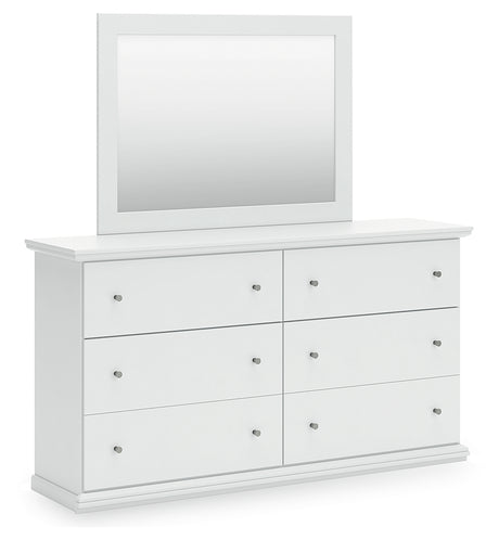 Bostwick Shoals White Dresser and Mirror side angle view