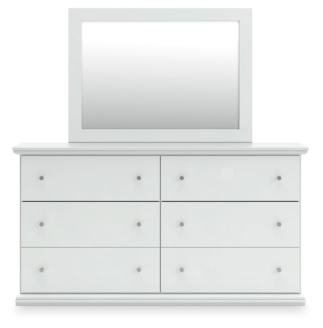 Bostwick Shoals White Dresser and Mirror back view