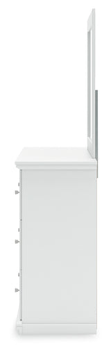 Bostwick Shoals White Dresser and Mirror side view