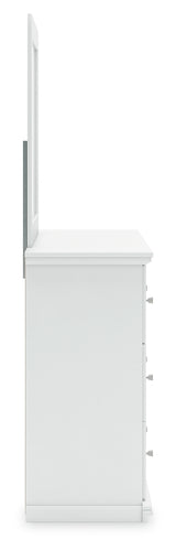 Bostwick Shoals White Dresser and Mirror drawer detail