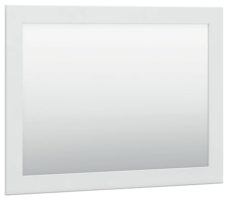 Bostwick Shoals white bedroom mirror angled side view