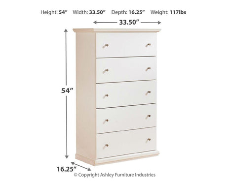 Bostwick Shoals white chest dimension diagram