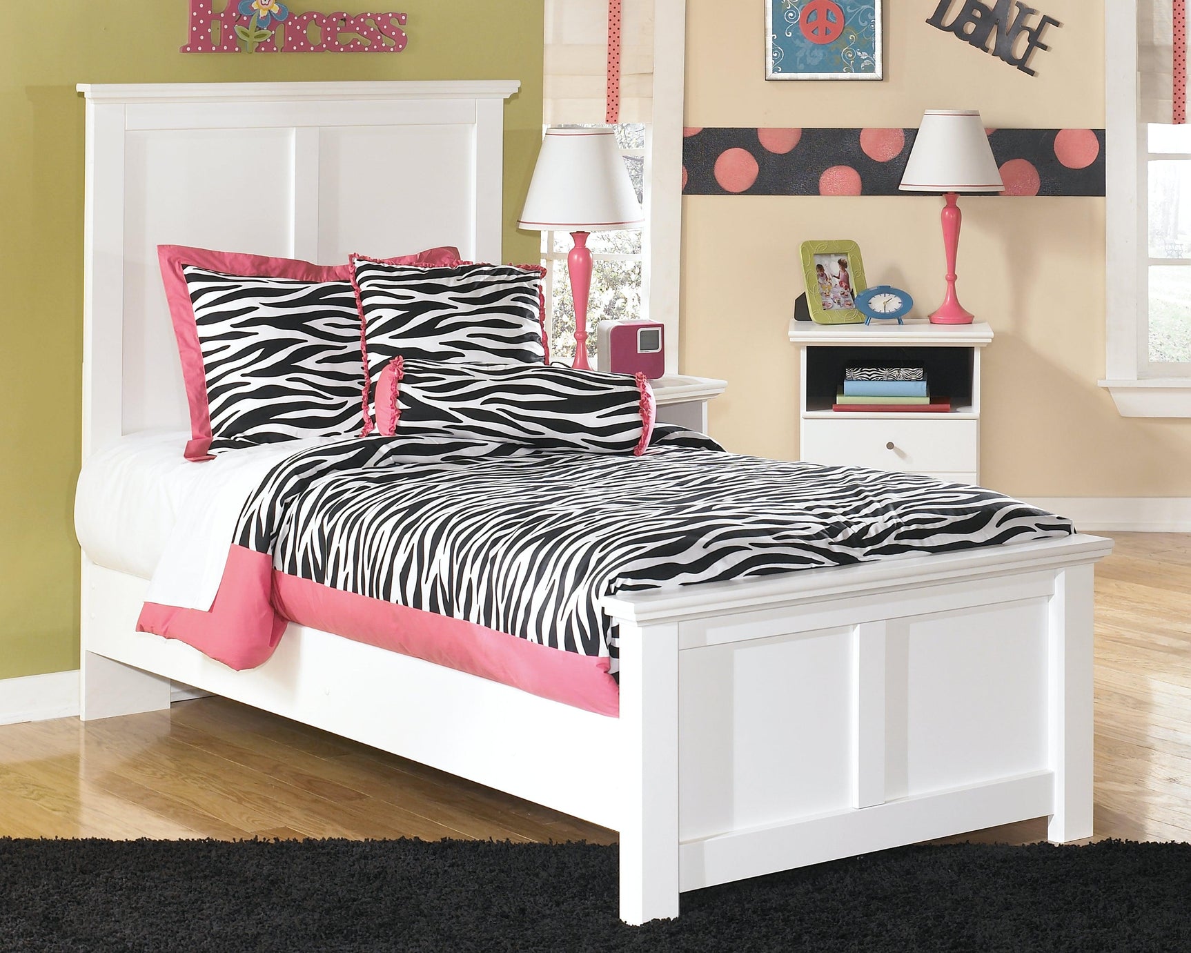 Bostwick Shoals White Twin Panel Bed angled front