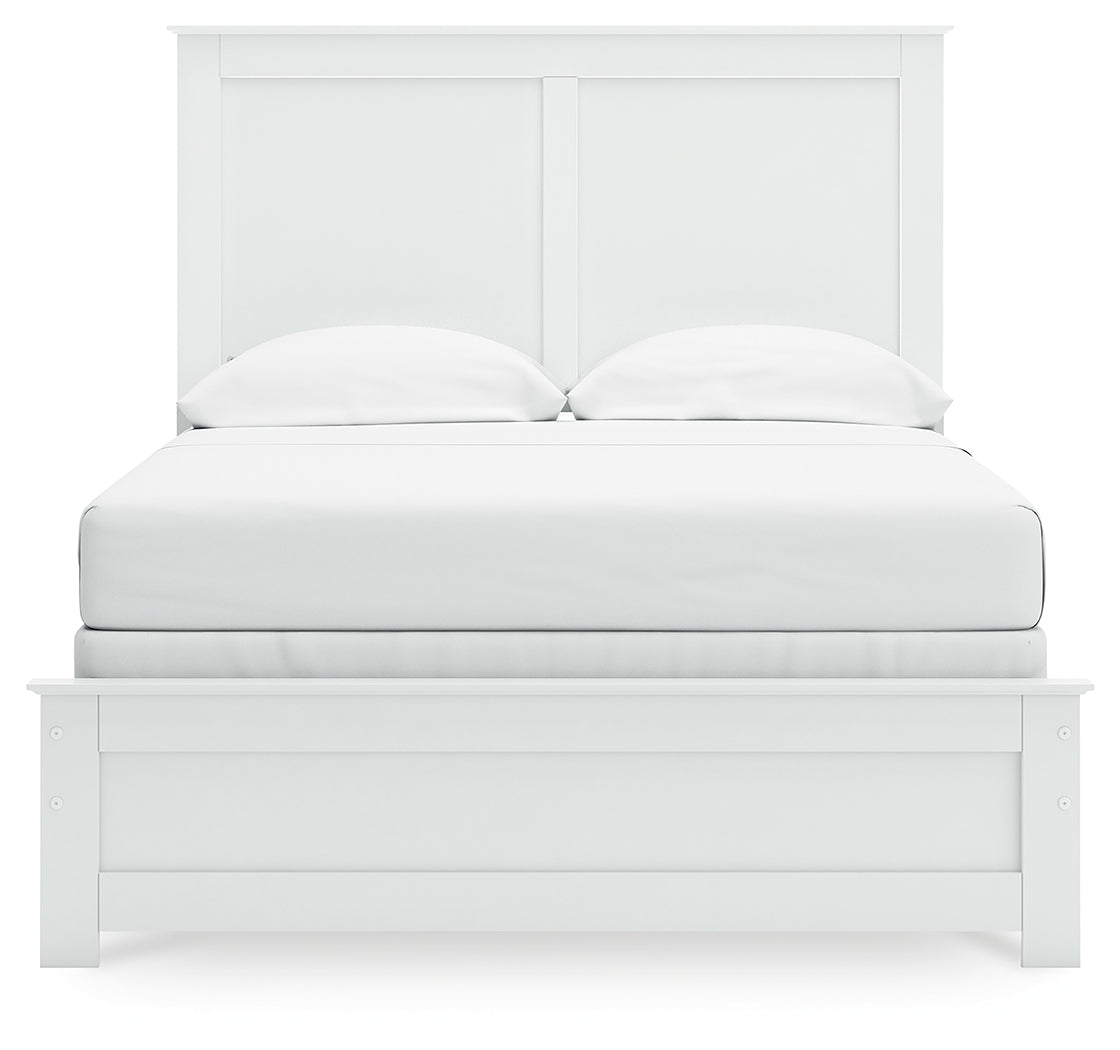 Full panel bed assembled in bedroom setting