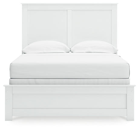 Full panel bed assembled in bedroom setting