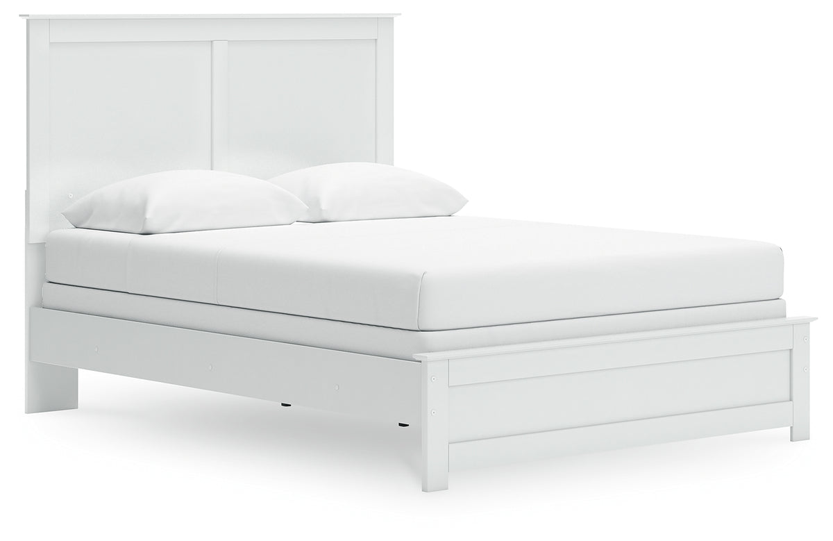Bostwick Shoals White Queen Panel Bed - angled side view