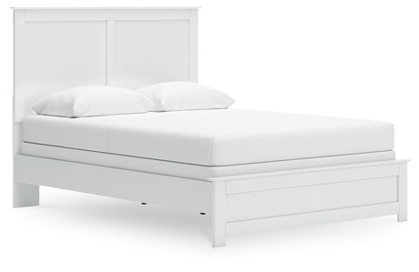 Bostwick Shoals White Queen Panel Bed - angled side view