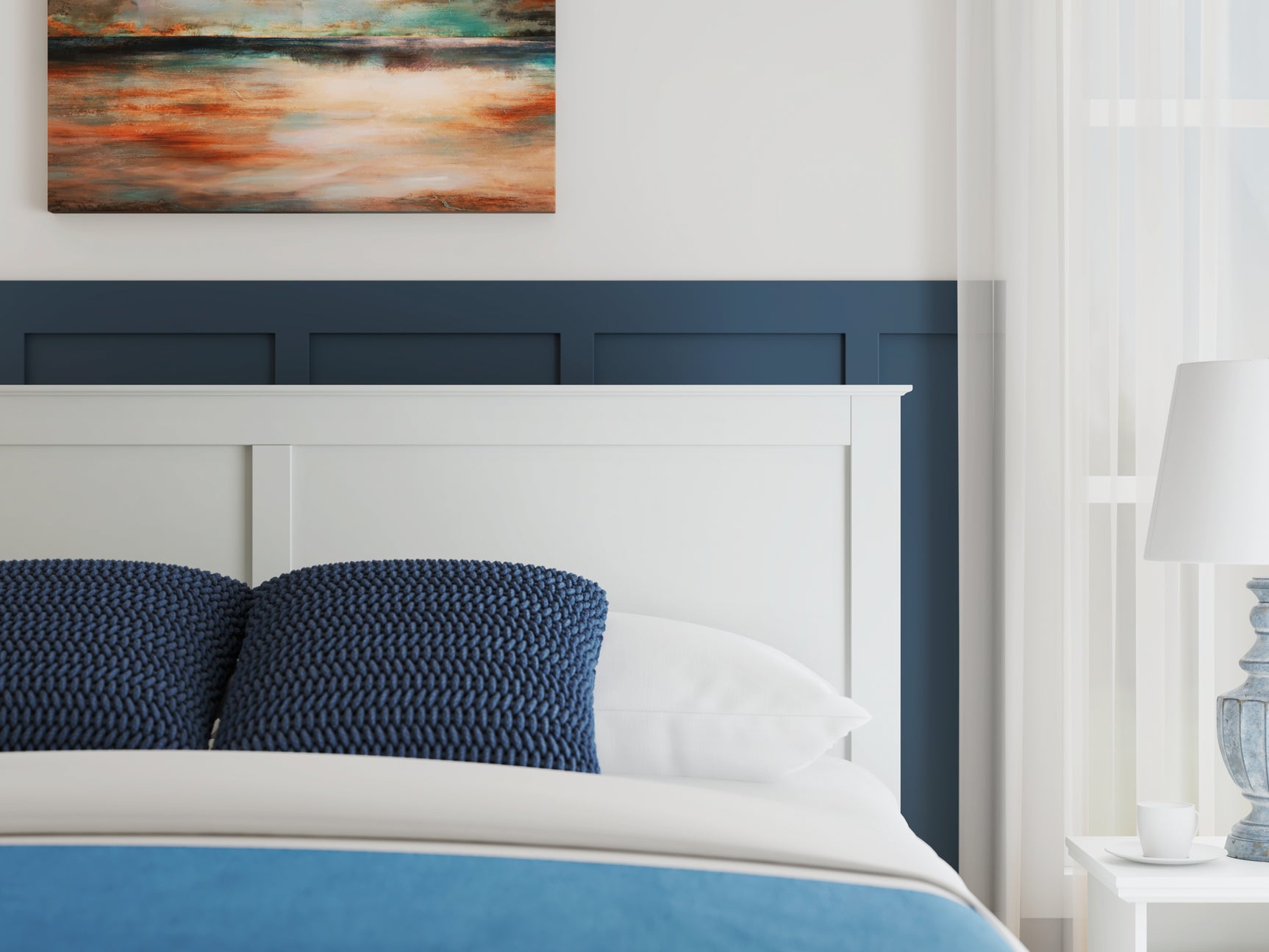 Bostwick Shoals White King Panel Bed hardware detail