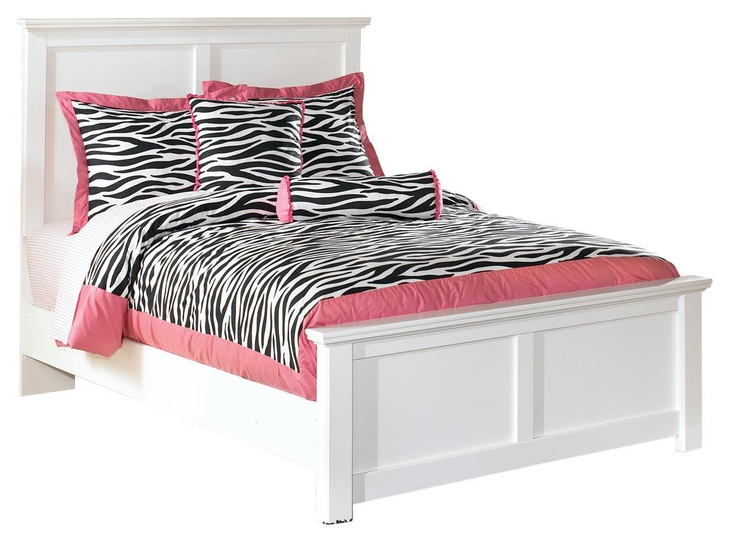 Full panel bed white finish angled corner