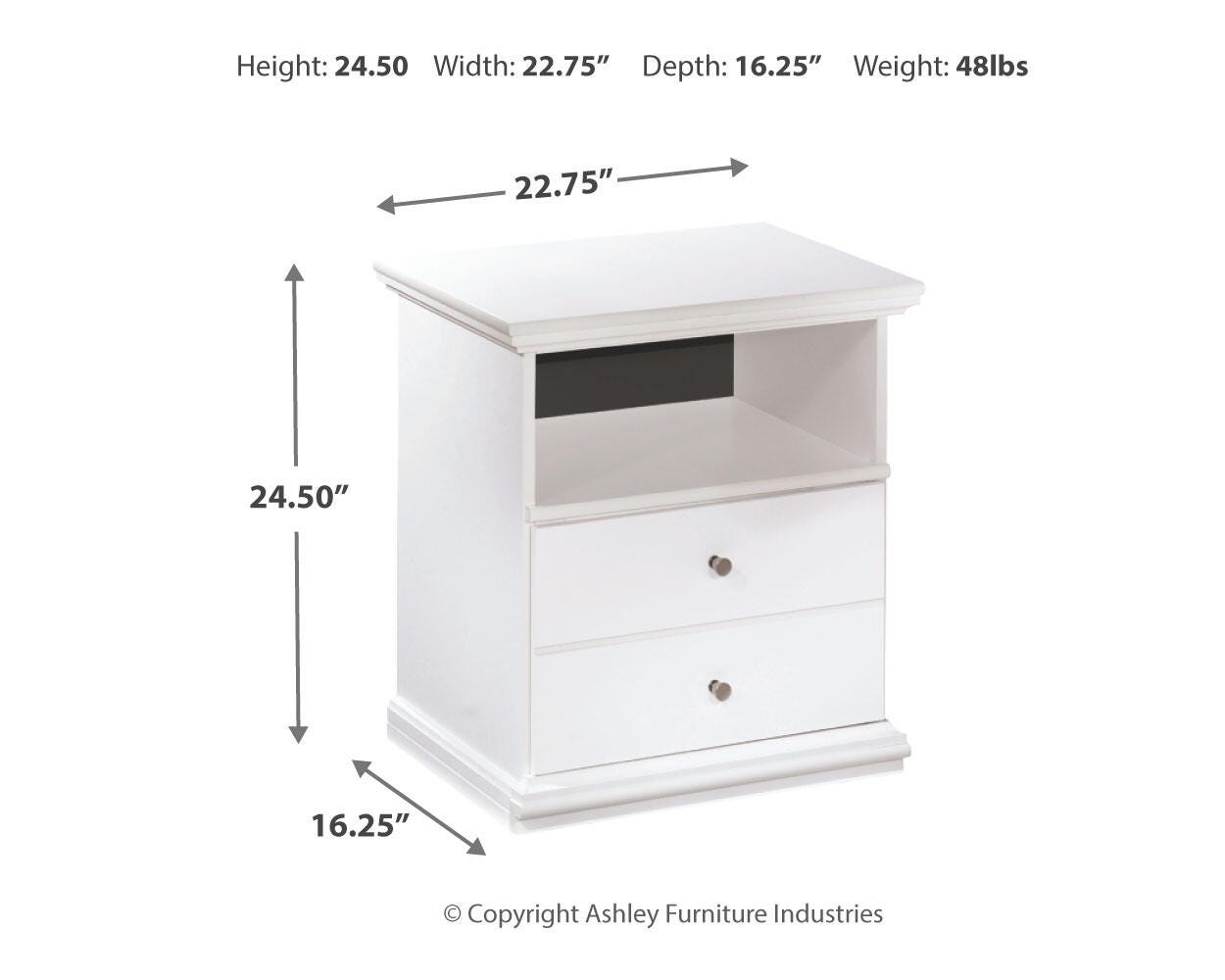 Bostwick White Shoals Panel Bedroom Set dimension view