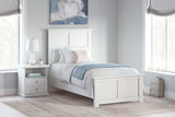 Bostwick Shoals White Twin Panel Bed overall dimensions diagram