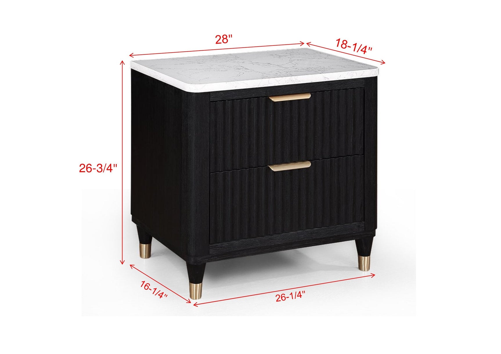 Kara Gray White 2 Drawers Nightstand