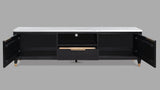 Kara Black TV Stand storage compartments