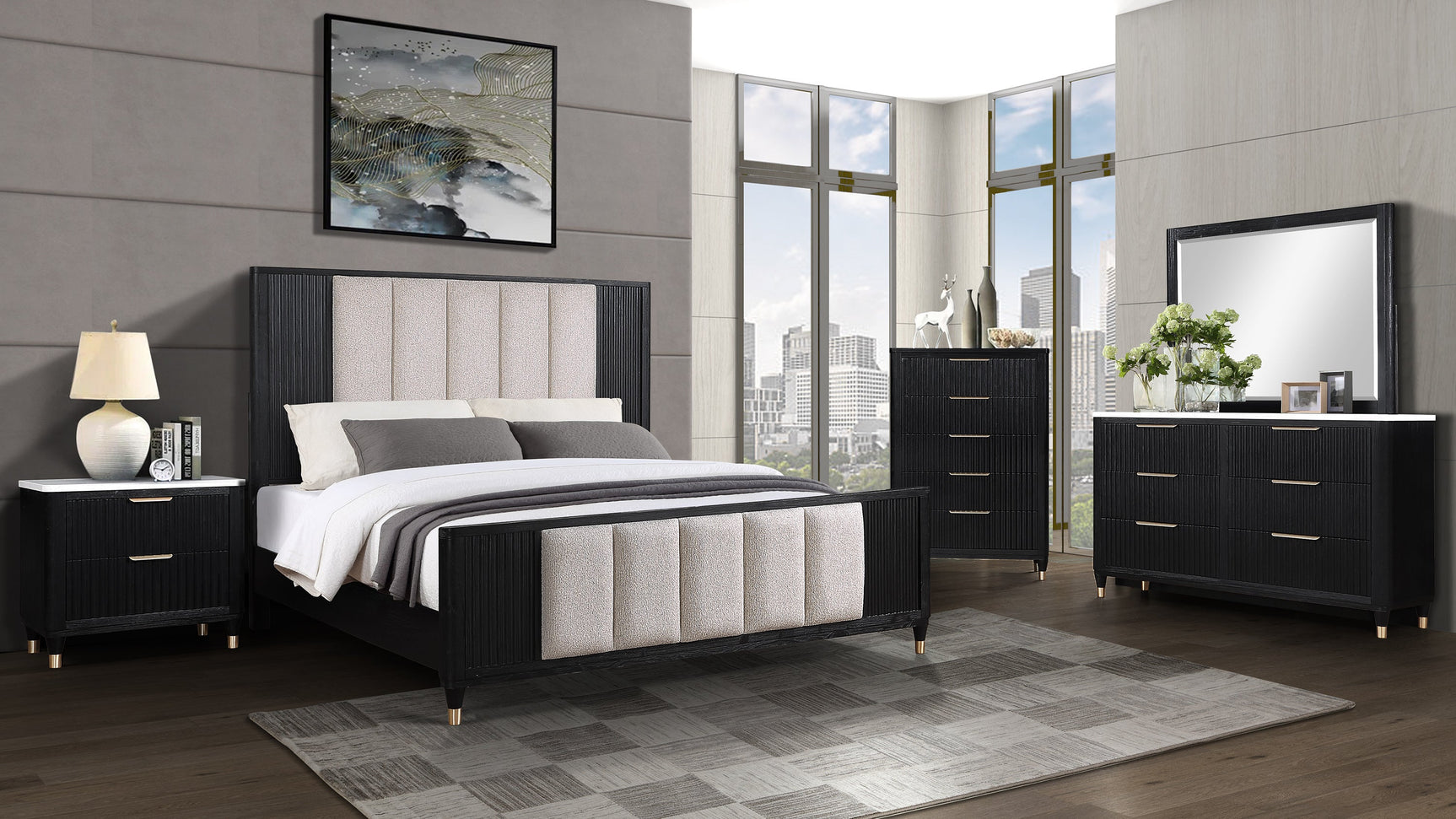 Kara Gray White 2 Drawers Nightstand