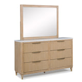 Kara Natural Upholstered Panel Bedroom Set - Queen & King Options dresser and mirror by Crownmark | Decor Furniture
