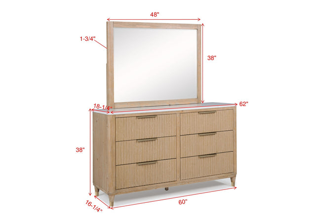 Kara Natural Wood Dresser with Optional Mirror by Crownmark dresser and mirror by Crownmark | Decor Furniture