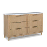 Kara Natural Upholstered Panel Bedroom Set - Queen & King Options dresser by Crownmark | Decor Furniture