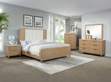 Kara Natural Upholstered Panel Bedroom Set - Queen & King Options room view by Crownmark | Decor Furniture