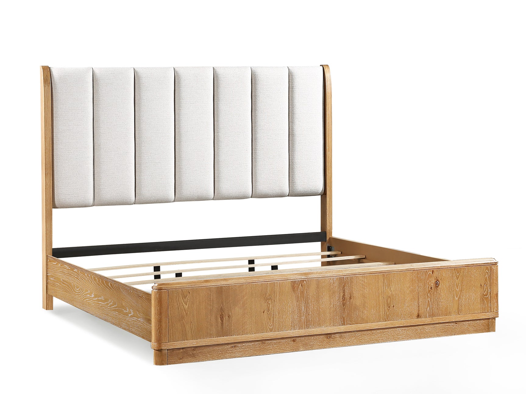 Westcott Nightstand in cerused natural wood, front angle view