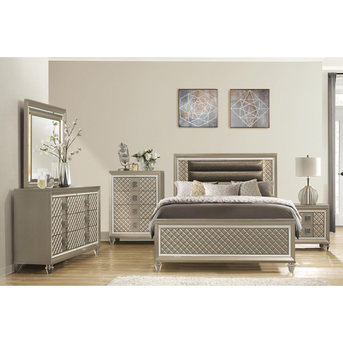 Loudon Champagne Full Platform Youth Bed styled in youth bedroom setting