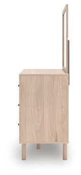 Side view of Arloster Dresser with mirror attachment