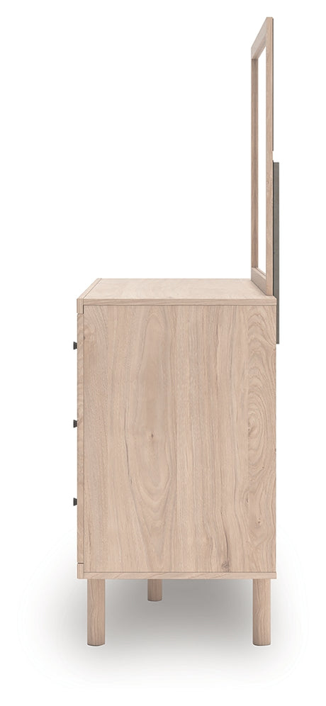 Side view of Arloster Dresser with mirror attachment