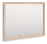 Arloster tan bedroom mirror angled side view