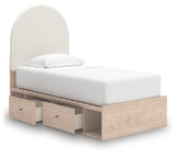Storage drawers on Arloster Twin Upholstered Panel Bed