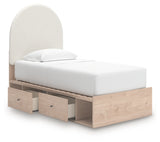 Knobs with black finish on Shapella twin bed storage drawers