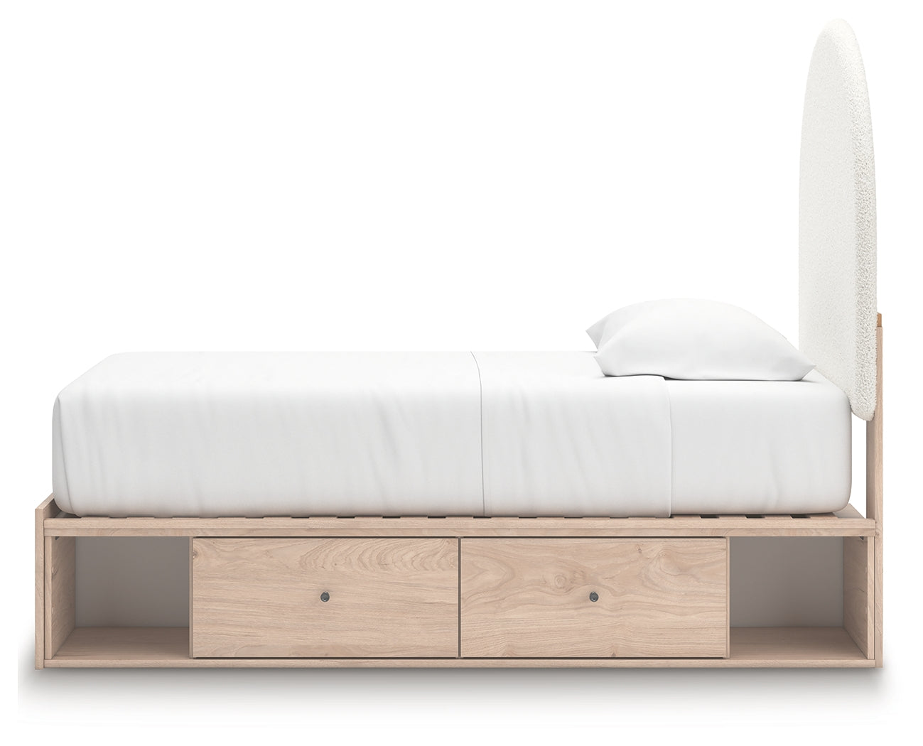 Shapella twin bed with mattress sold separately shown in bedroom setting