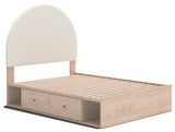 Arloster Tan and White Full Upholstered Panel Bed, front view