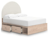 Arloster Tan and White Full Upholstered Panel Bed, front view