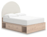 Arloster Tan and White Full Upholstered Panel Bed, front view