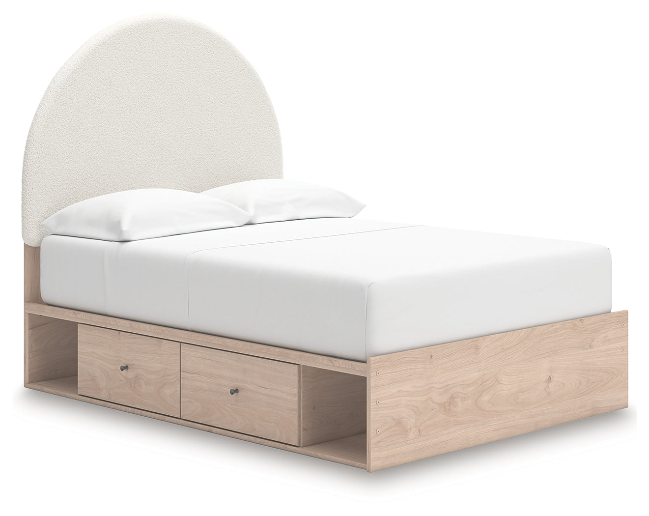 Arloster Tan and White Full Upholstered Panel Bed, front view