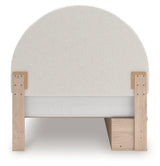 Arloster Tan and White Full Upholstered Panel Bed, front view