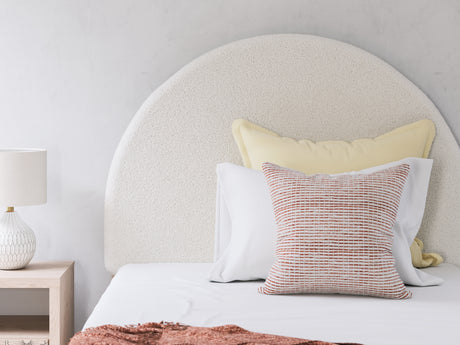 Arloster Tan and White Full Upholstered Panel Bed, front view
