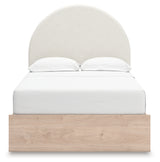 Arloster Tan and White Full Upholstered Panel Bed, front view