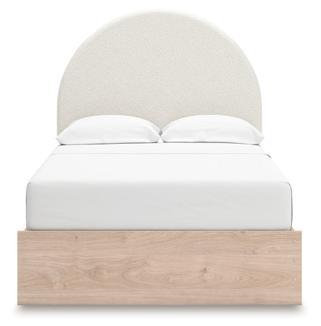 Arloster Tan and White Full Upholstered Panel Bed, front view