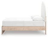 Arloster Tan and White Full Upholstered Panel Bed, front view