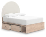 Four smooth-gliding storage drawers under bed