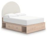 Arloster bed with drawers open, showcasing storage