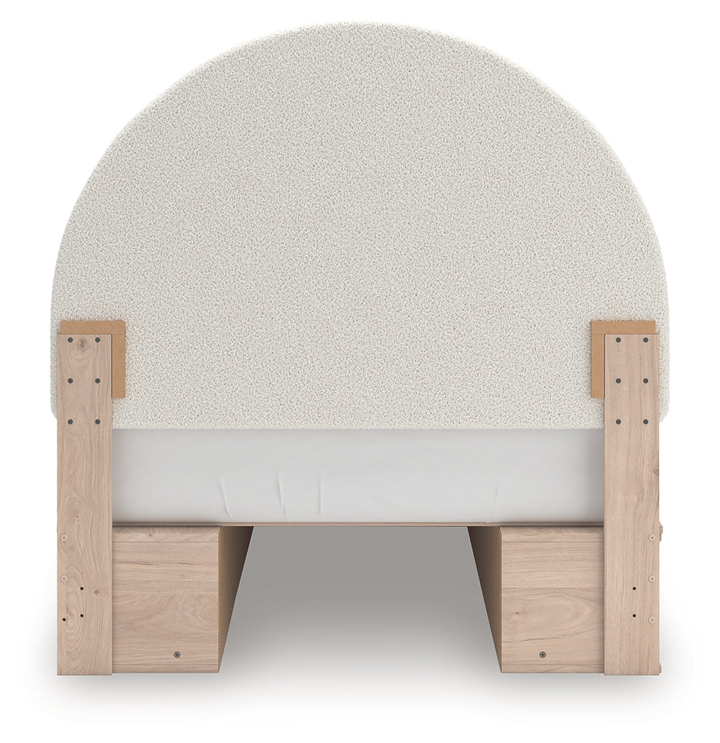 Head-on view of Full Upholstered Panel Bed